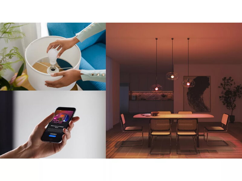 Philips Hue Essential starter pack: E27 bulb, 2 pcs, dimmer switch, Bridge, decoration image