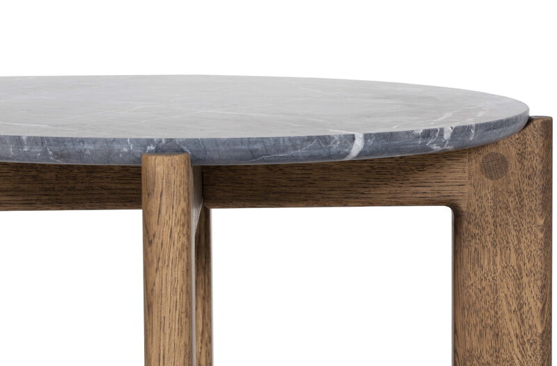 Asplund Iris coffee table, large, American walnut - Pietra Grey marble, decoration image