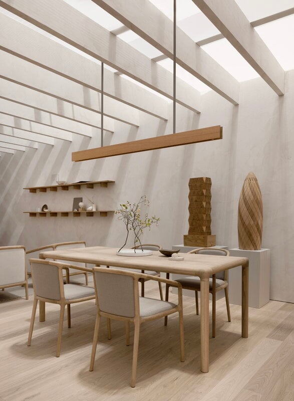 Karimoku Case NF-DT01 dining table, 90 x 200 cm, lacquered oak, decoration image