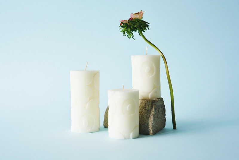 Havi Marimekko Unikko pillar candle, 10 cm, off-white, decoration image