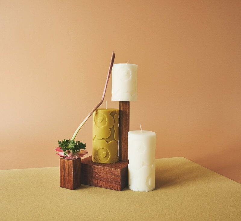 Havi Marimekko Unikko pillar candle, 10 cm, off-white, decoration image