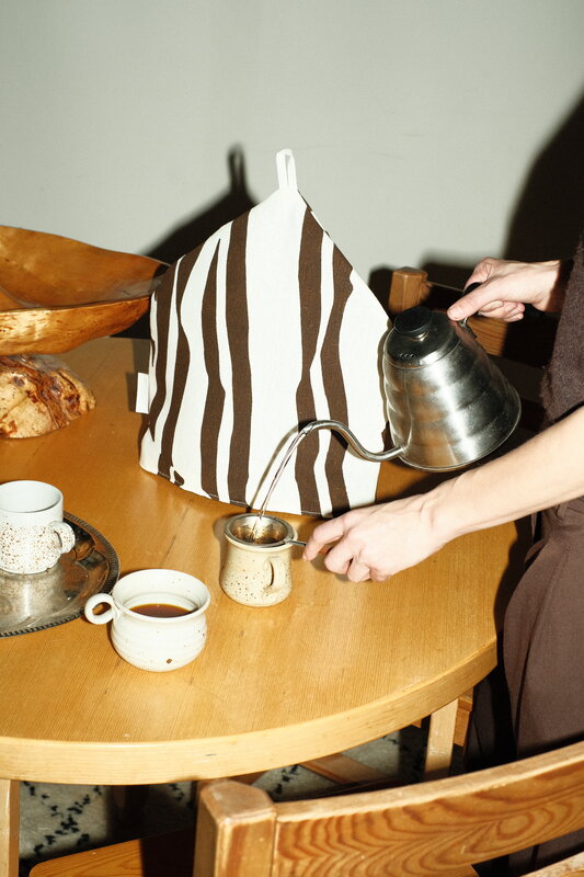 Saana ja Olli In My Own Time tea cosy, off-white - dark brown, decoration image