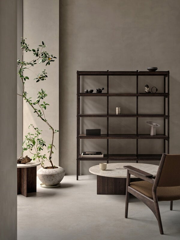 Karimoku Case N-ST01 Loungetisch, 100 x 100 cm, geräucherte Eiche - Marmor, dekorationsbild