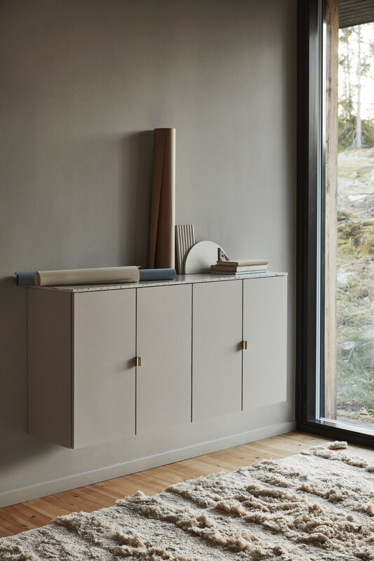 Lundia Fuuga aparador, 128 cm, montaje en pared, cashmere – latón, vista 4