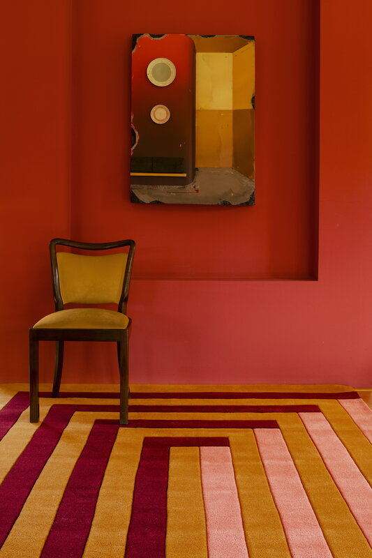 LAYERED Teklan Labyrinth rug, coral pink, decoration image