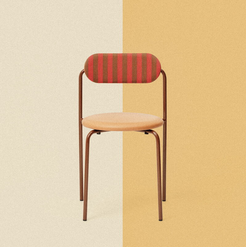 Lepo Product Moderno chair, brown - red-brown fabric - brown leather, decoration image