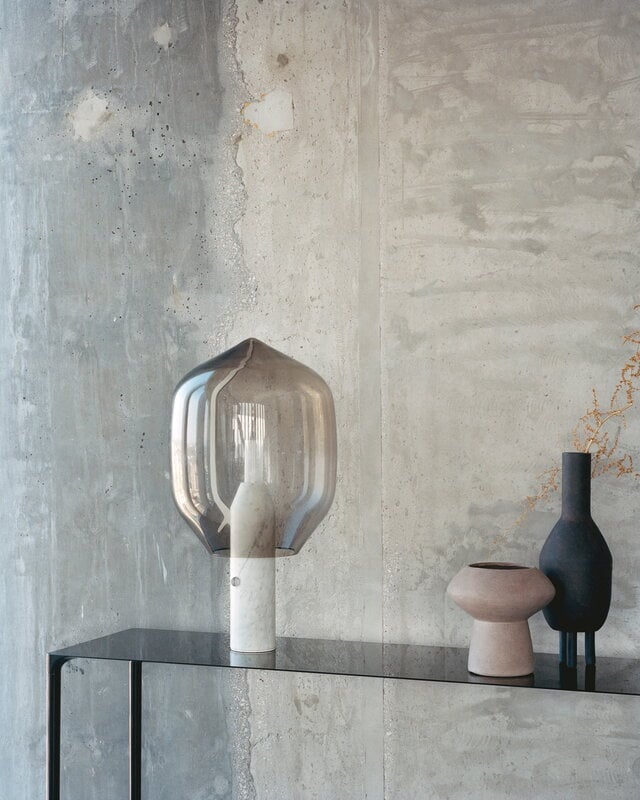 Established & Sons  Lighthouse T1 table lamp, grey - Carrara white marble, view 2