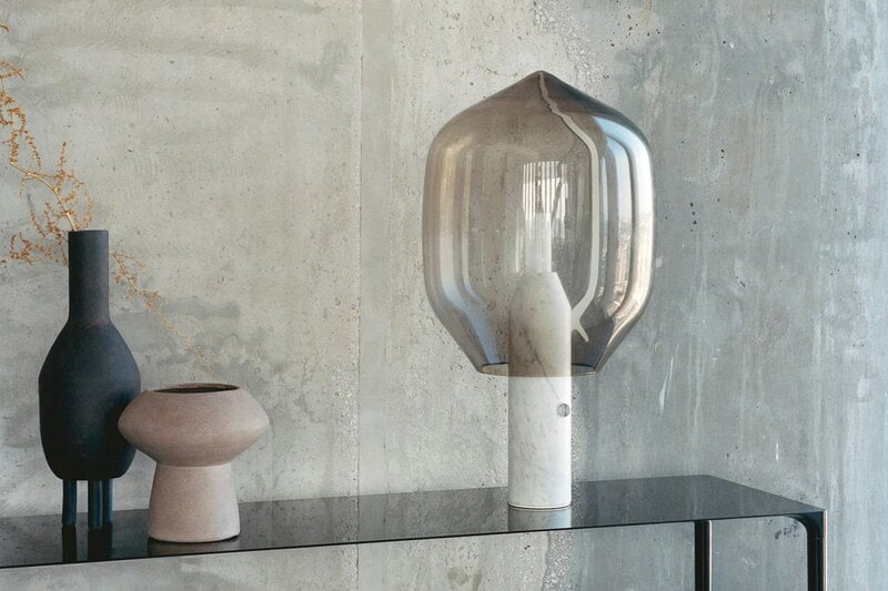 Established & Sons  Lighthouse T1 table lamp, grey - Carrara white marble, view 3