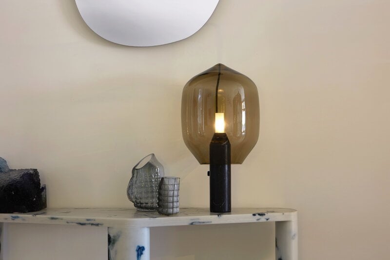 Established & Sons  Lighthouse T1 table lamp, grey - Marquina black marble, view 2