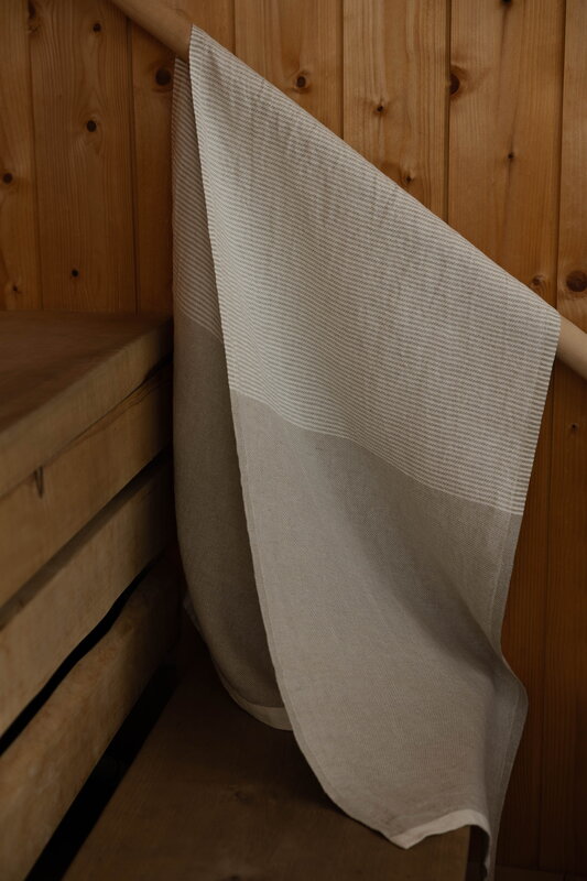 Lapuan Kankurit Kaisla sauna cover, 50 x 180 cm, linen - white, decoration image