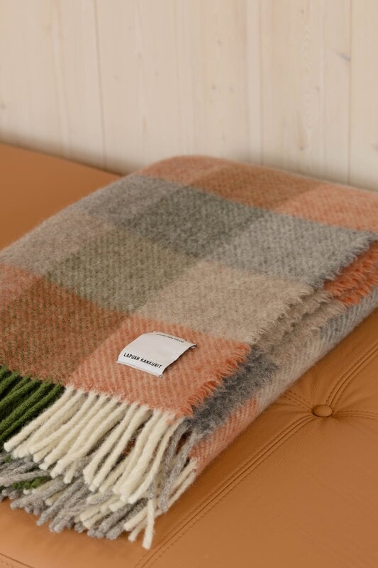 Lapuan Kankurit Kasku wool blanket, 130 x 180 cm, cinnamon - green, view 3