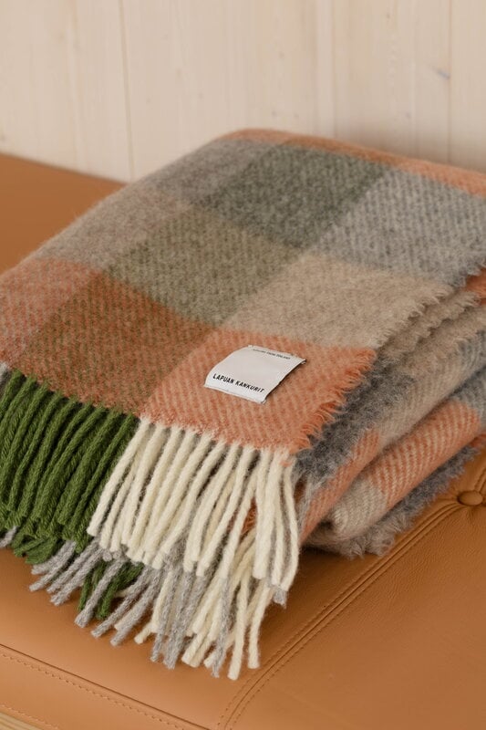 Lapuan Kankurit Kasku wool blanket, 130 x 180 cm, cinnamon - green, view 2