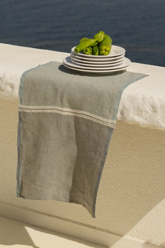 Lapuan Kankurit Serviette en lin Venla, 50 x 70 cm, bleu mélangé - blanc, image décorative