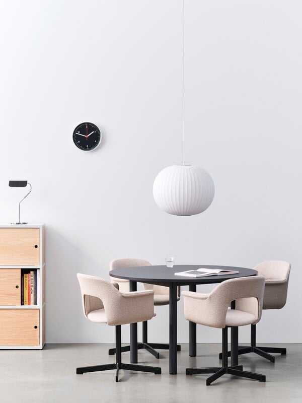 HAY Annex table round, 120 cm, black lacquered oak - dark grey linoleum, decoration image