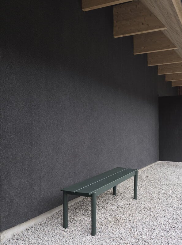 Muuto Linear Steel bench 170 cm, dark green, decoration image