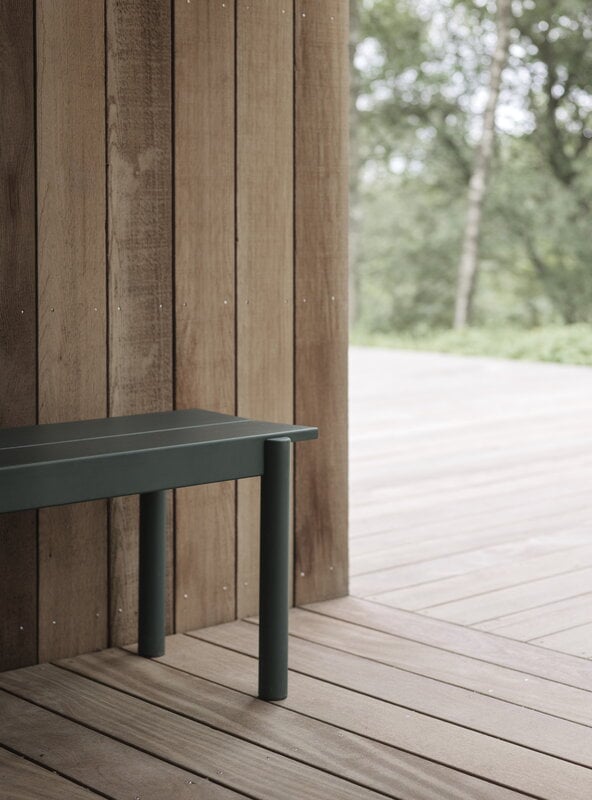 Muuto Linear Steel bench 170 cm, dark green, decoration image