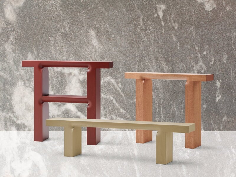 Mattiazzi MC23 Oto two-level console table, dark red, decoration image