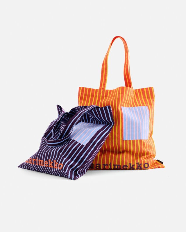 Marimekko Piccolo Tasche, 44 x 43 cm, orange - gelb - hellblau - hellrosa, dekorationsbild