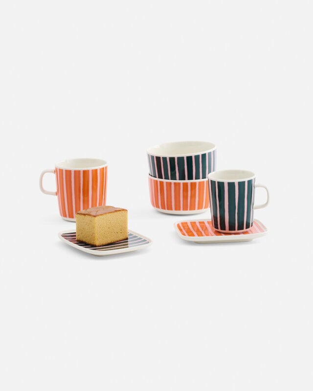 Marimekko Oiva - Piccolo mug, 4 dl, white - light pink - orange, decoration image