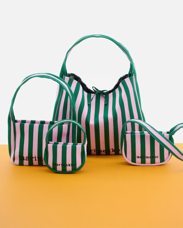 Marimekko Knitted Bar Large Merirosvo bag, pink - dark green