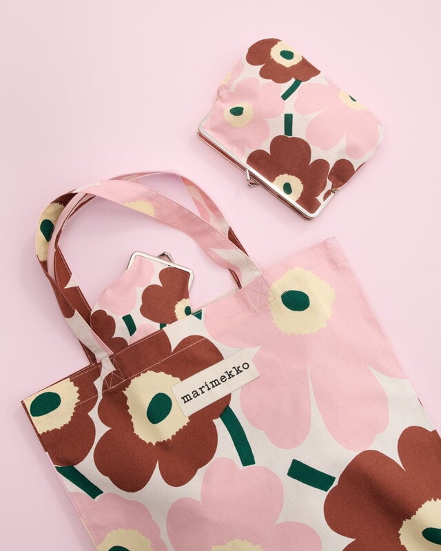Marimekko borsa Pieni Unikko, 44 x 43 cm, bianco sporco-rosa-castagna-giallo chiaro, vista 2