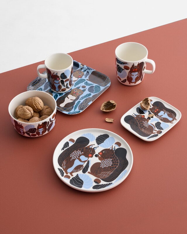 Marimekko Oiva - Kurre mug, 2,5 dl, white - brown - black - light blue, view 2