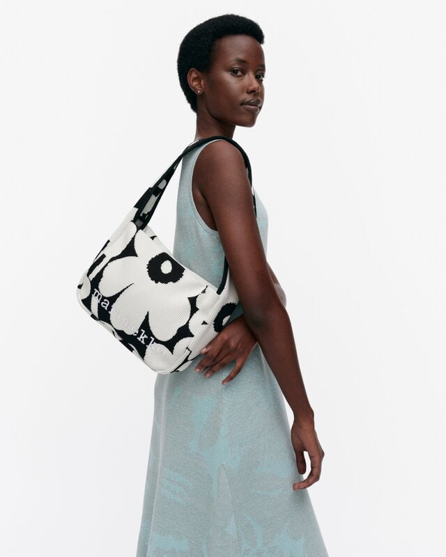 Marimekko Knitted Shoulderbag Unikko, black - off-white, decoration image