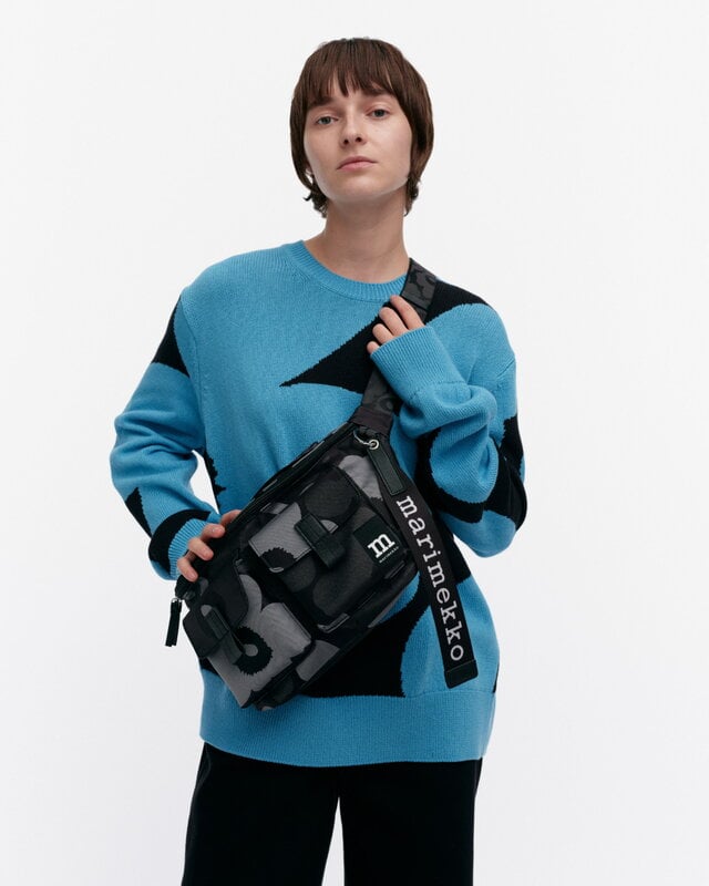 Marimekko Sling Bag Unikko, M, grey - dark grey - black, decoration image