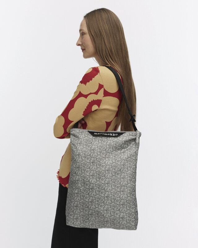 Marimekko Neat Crossbody Piirto Unikko shoulder bag, M, grey - black, decoration image
