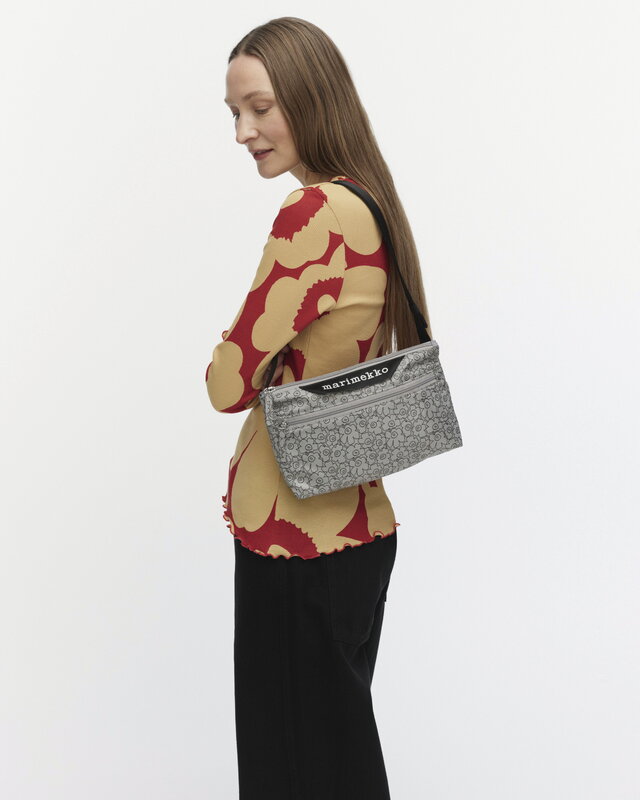 Marimekko Neat Crossbody Piirto Unikko shoulder bag, S, grey - black, decoration image