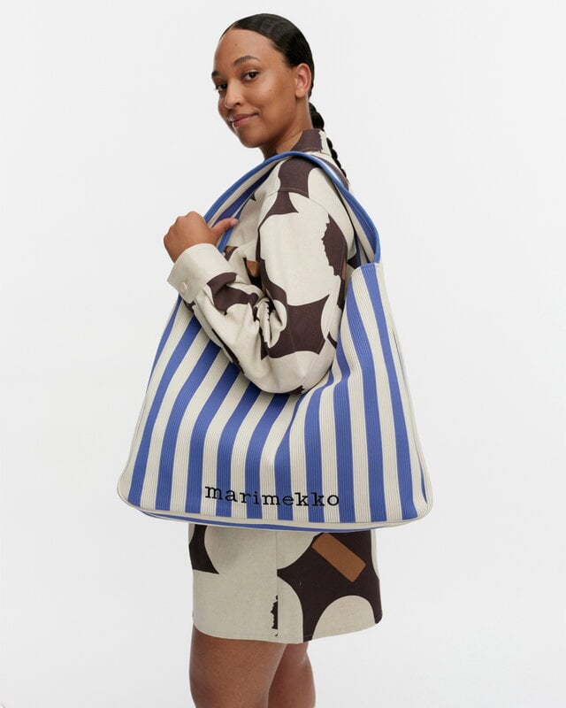 Marimekko Knitted Bag Large Merirosvo bag, blue - off-white