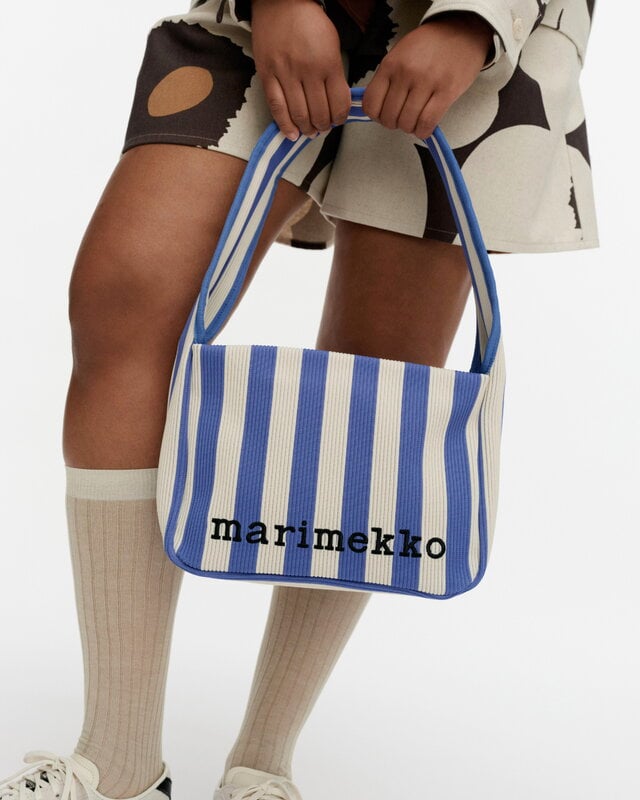 Marimekko Knitted Shoulderbag Merirosvo, blue - off-white, decoration image