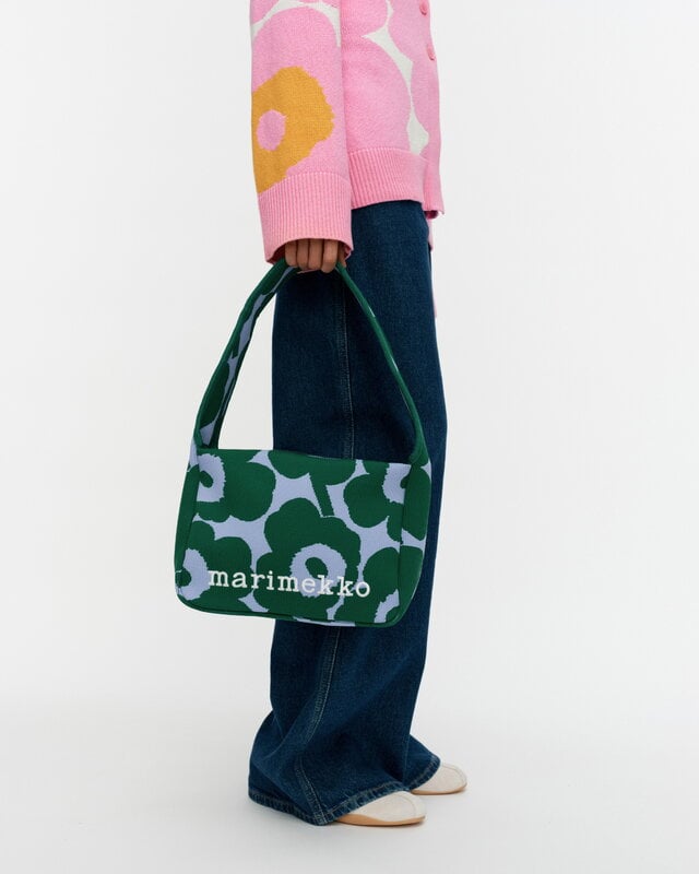 Marimekko Knitted Shoulderbag Unikko, dark green -, decoration image