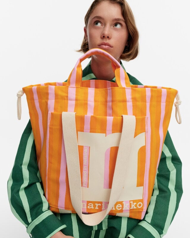 Marimekko Mono City Tote Piccolo bag, orange - pink, decoration image