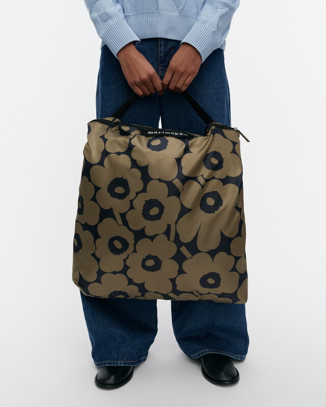 Marimekko Neat Crossbody Unikko Schultertasche, L, olivgrün - dunkelblau, dekorationsbild