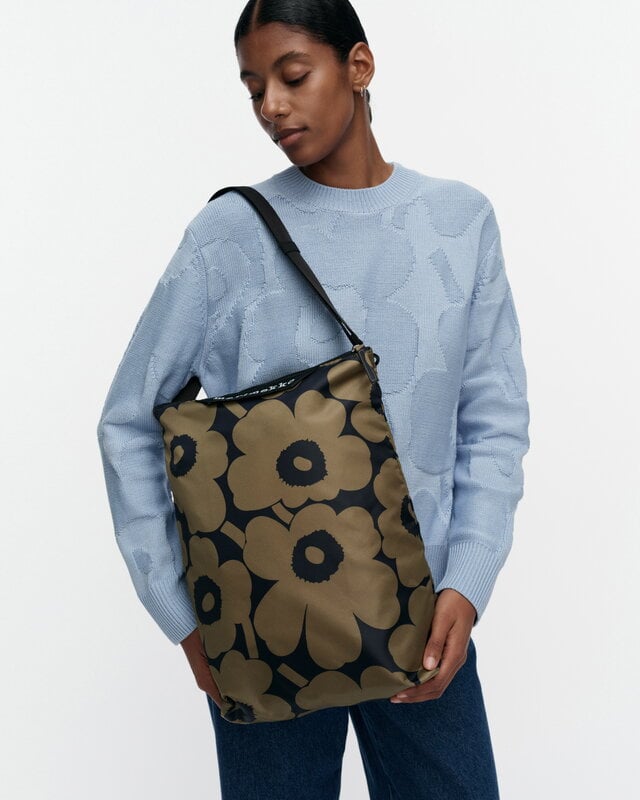 Marimekko Neat Crossbody Unikko shoulder bag, M, olive green - dark blue, decoration image