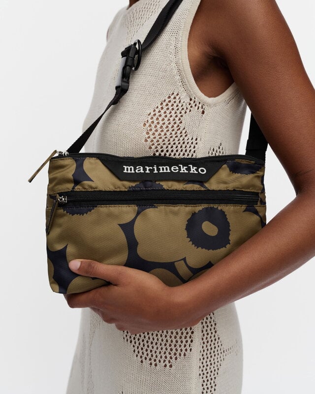 Marimekko Neat Crossbody Unikko shoulder bag, S, olive green - dark blue, decoration image