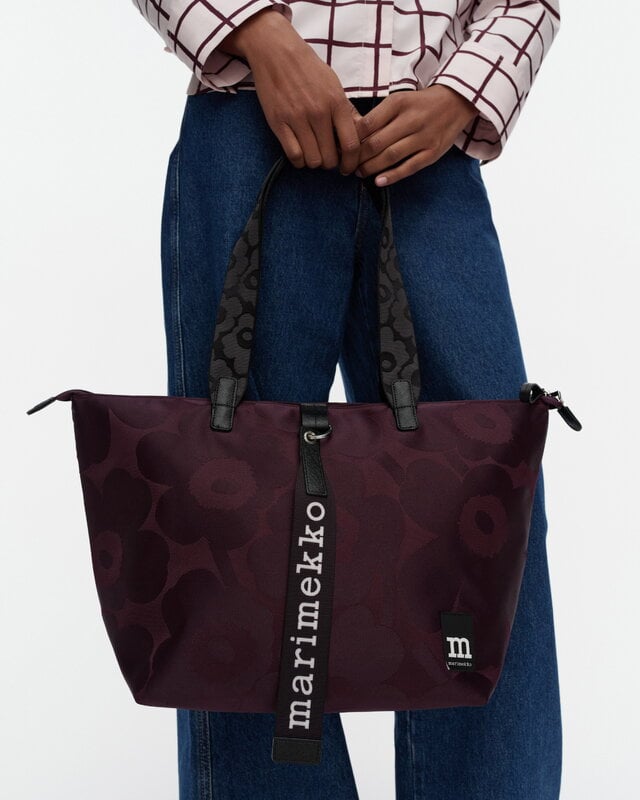 Marimekko Tote Unikko shoulder bag, M, burgundy - dark burgundy, view 2