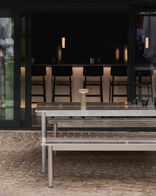 Muuto Linear Steel bench, 170 cm, warm galvanized steel, decoration image