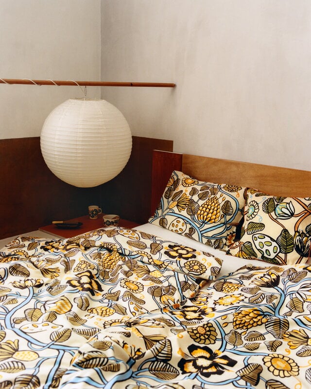 Marimekko Federa copripiumone Tiara, 150 x 210 cm, sabbia - blu - verde, immagine decorativa