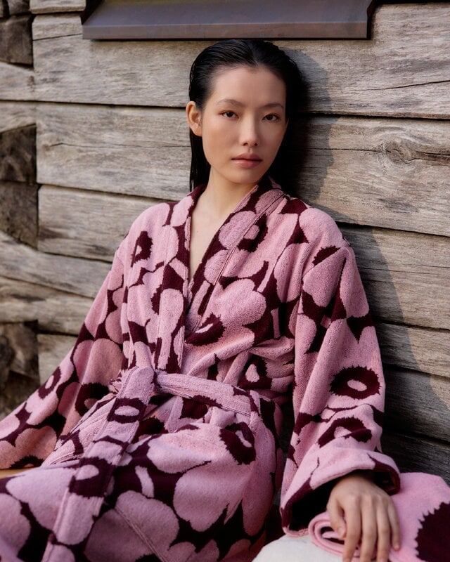 Marimekko Albornoz Pieni Unikko, ciruela - rosa claro, vista 2