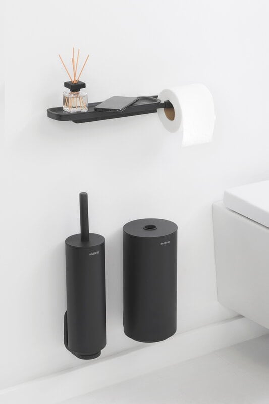 Brabantia MindSet toilet roll holder with shelf, mineral infinite grey