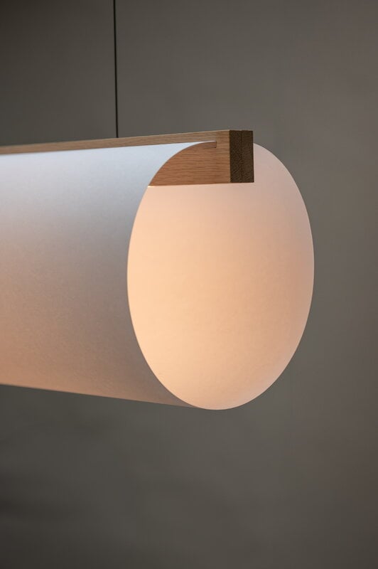 Motarasu Enso 150 pendant, white - oak, decoration image
