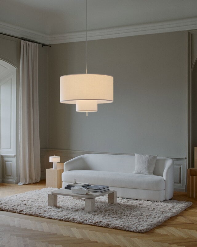 New Works Margin portable table lamp, white canvas, decoration image