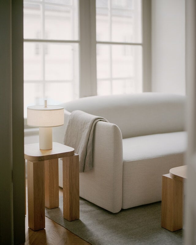 New Works Margin portable table lamp, white canvas, decoration image