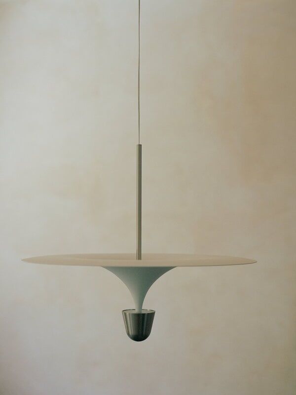 New Works Kantarell pendant lamp, 60 cm, nickel - white, decoration image