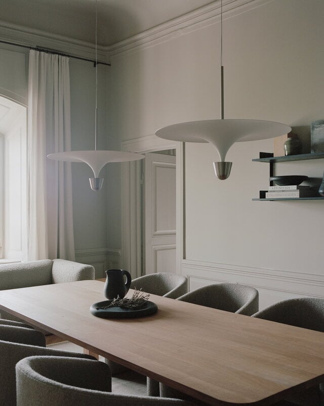 New Works Kantarell pendant lamp, 60 cm, nickel - white, decoration image