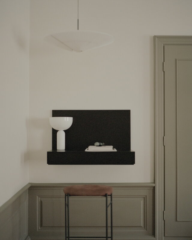 New Works Tana wall mounted desk, black stained oak, decoration image