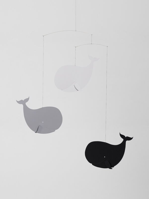 Flensted Mobiles Happy Whales mobile, harmaa, näkymä 4