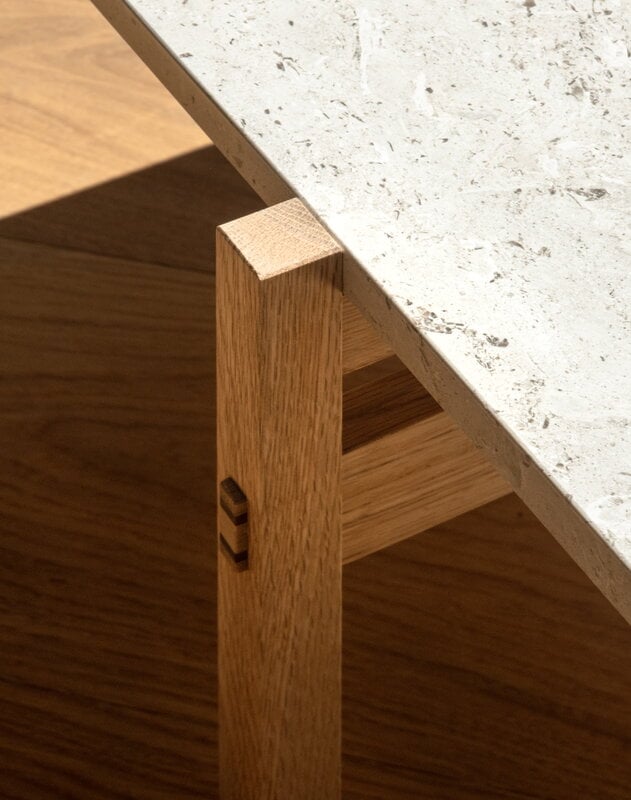 Karimoku Case N-CT01 coffee table, 48,5 x 150 cm, lacquered oak - marble, decoration image